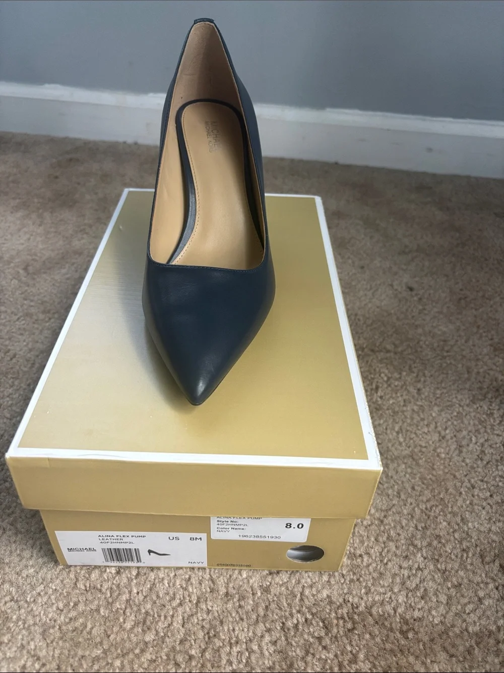 Michael Kors Dark Navy Pointed Leather Pump